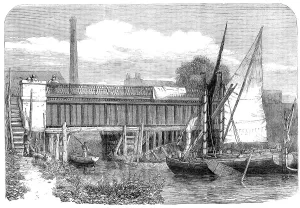 Water Supply Prints: London Main-Drainage Works: Aqueduct at Abbey Mills, Stratford, 1864. Creator: Unknown