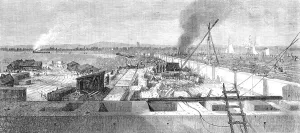 Ladder Prints: London Main-Drainage Works: view of the outfall of the Northern Drainage at Barking Creek