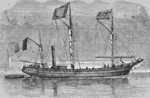 The London and Paris Steam Boat; moored at St Nicholas Wharf, oposite the Louvre, 1854. Creator: Unknown