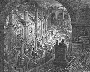 Washing Line Gallery: Over London - By Rail, 1872. Creator: Gustave Doré