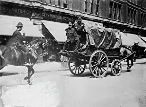 Workers Rights Prints: London Strike. Police escort for one van