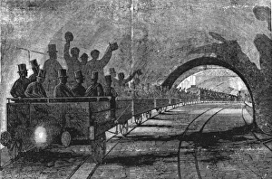 Tunnels Prints: London Underground Railroad. Scene from the 1868 inauguration