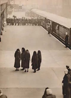 Lascelles Prints: A lone group of royal mourners: Queen Mary with the Princess Royal, 1936