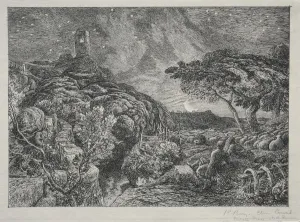 The Lonely Tower, 1879. Creator: Samuel Palmer (British, 1805-1881)