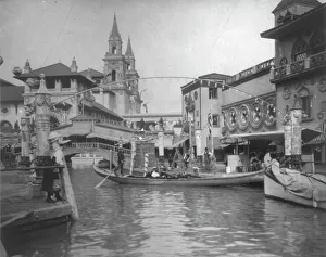 Ponte Di Rialto Prints: Long boat on Venetian canal, World's Columbian Exposition