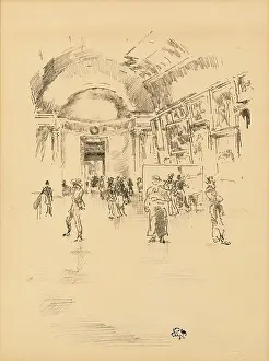Visitor Prints: Long Gallery at the Louvre, c1896. Creator: James Abbott McNeill Whistler