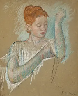 Cassatt Prints: The Long Gloves, 1886. Creator: Cassatt, Mary (1845-1926)