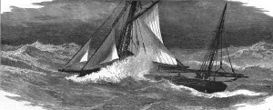 Squall Prints: Long-line fishing in the North Sea, Lying-to in a squall, 1886. Creator: Unknown