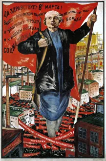 Socrealism Prints: Long live the March 8!, 1934. Artist: Khristoforov, Sergei Alexandrovich (1891-after 1949)