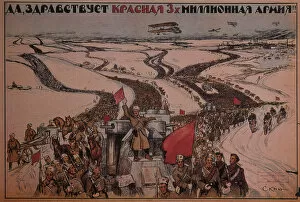 Military Service Gallery: Long live the three-million man Red Army!, 1919. Artist: Apsit, Alexander Petrovich