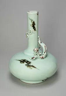 Celadon Gallery: Long-Necked Vase with Encircling Dragon, Qing dynasty, Qianlong reign mark and period
