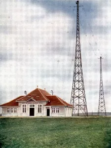 Guglielmo Prints: Long wave transmitter masts at a Marconi radio station at Berne, Switzerland, c1925