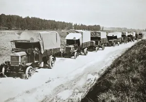 A long white line. A common sight in France, World War I, 1916
