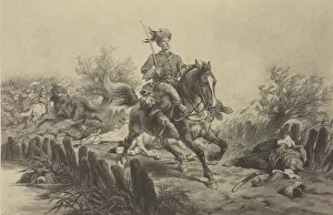 Kossak Prints: Longinus Podbipieta at the Battle of Starokostiantyniv. Illustration for Book With Fire