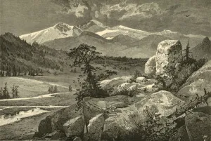 Rockies Prints: Longs Peak, from Estes Park, 1874. Creator: John Karst