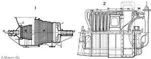 Charles Parsons Gallery: Longtudinal sections of two steam turbines