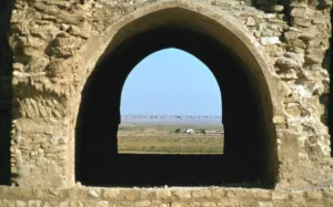 Abbasid Dynasty Prints: Looking out through an arch, fortress of Al Ukhaidir, Iraq, 1977