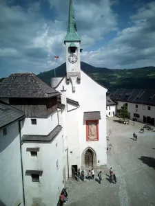 Clock Tower Prints: Looking down onto the Chapel and square in the Festung Hohensalzburg