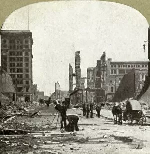 Devastation Gallery: Looking up Grant Ave. from Market St. 1906. Creator: Unknown