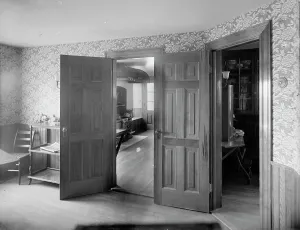 Looking into kitchen, probably in clubhouse, New York City, between 1900 and 1910. Creator: Unknown