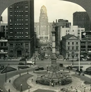 Looking across Lafayette Square from the Public Library to McKinley Monument and City Hall Looking across Lafayette Square from the Public Library to McKinley Monument and City Hall