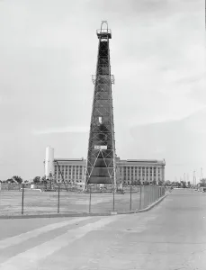 Oil Company Prints: Looking down Lincoln Boulevard toward the state capital