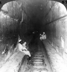 James Henry Prints: Looking down the main passage to Khufus sepulchre within the Great Pyramid