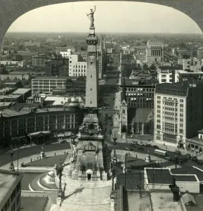 Indiana Prints: Looking North over Soldiers and Sailors Monument in the Heart of Indianapolis, Ind
