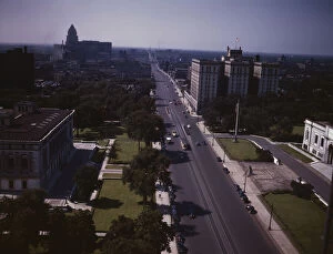 Looking north on Woodward Ave. from the Maccabee[s] Building... Detroit, Mich. 1942. Creator: Arthur S Siegel