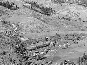Looking down on Ola self-help co-op mill showing the upper end of Squaw... Gem County, Idaho, 1939