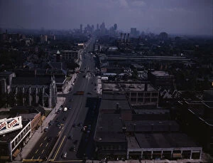 Looking south from the Maccabees Building with the Detroit skyline in distance, Detroit, Mich