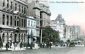 Melbourne Prints: Looking west along Collins Street, Melbourne, Australia, 1912