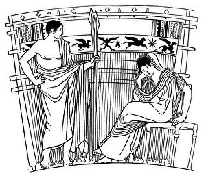 Penelope Gallery: The Loom of Penelope, from the Chuisi Vase, Etruscan, c400 BC (1930)