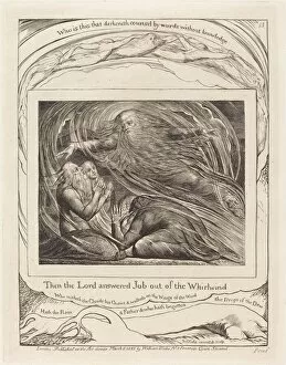 William Blake Gallery: The Lord Answering Job out of the Whirlwind, 1825. Creator: William Blake
