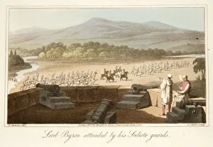 Lord Byron attended by his Suliote Guards, pub. 1825. Creator: Robert Seymour (1798 - 1836)