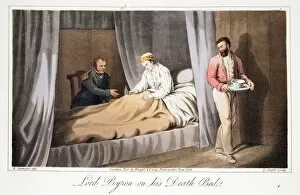 Dying Collection: Lord Byron on his death bed, pub. 1825. Creator: Robert Seymour (1798 - 1836)