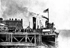 Steamship Prints: Lord Charles Beresford's party at Portsmouth: M.P.s...en route for Whale Island, 1898