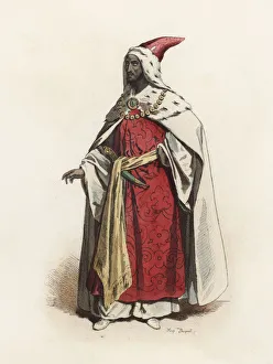Lord of the Court of Ethiopia, in the modern age, color engraving 1870 Lord of the Court of Ethiopia, in the modern age, color engraving 1870