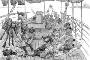 Annexation Prints: With Lord Dufferin in Burma - The Advance Guard on board the Sir William Peel