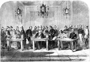 Lord Elgin signing the Treaty of Tainjin to end the Second Opium War, 1858