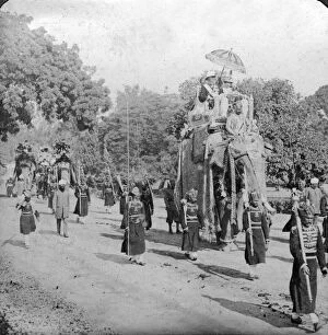 Images Dated 27th February 2008: Lord and Lady Harding riding an elephant, India, 1913.Artist: HD Girdwood