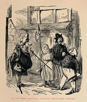 The Lord Mayor arresting a suspicious Twelfth-Night Character, c1860, (c1860). Artist: John Leech