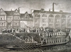 Oarsman Collection: The Lord Mayor at the Red Lion Brewhouse, St Katherines Way, London, c1703 (c1850(?))