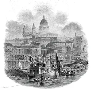 Pauls Cathedral Gallery: The Lord Mayor taking water at the New Pier, Blackfriars Bridge, 1845