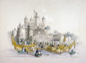 Lord Mayor Thomas Johnson and his entourage embarking from the Tower of London, 1840