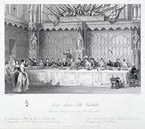 Shury Collection: Lord Mayors Banquet, Guildhall, London, c1856. Artist: J Shury