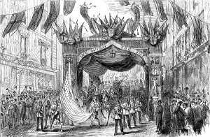 Us Flag Prints: The Lord Mayor's Procession: Arch in Broad-Street - the American flag