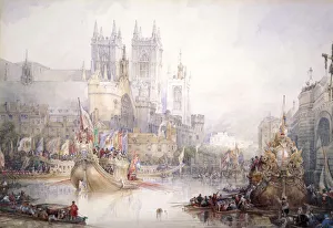 Roberts Prints: The Lord Mayors Show at Westminster, 1830. Artist: David Roberts