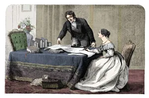 Viscount Prints: Lord Melbourne (1779-1848) instructing a young Queen Victoria 1819-1901), 1837 (c1895)