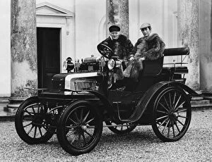 Edward Douglas Scott Montagu Gallery: Lord Montagu with Prince Charles in 1899 Daimler, 1970. Creator: Unknown